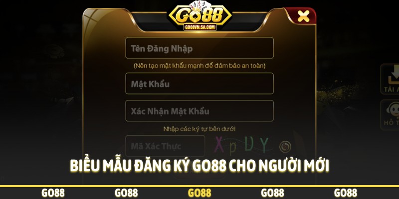 Biểu mẫu đăng ký Go88 cho người mới